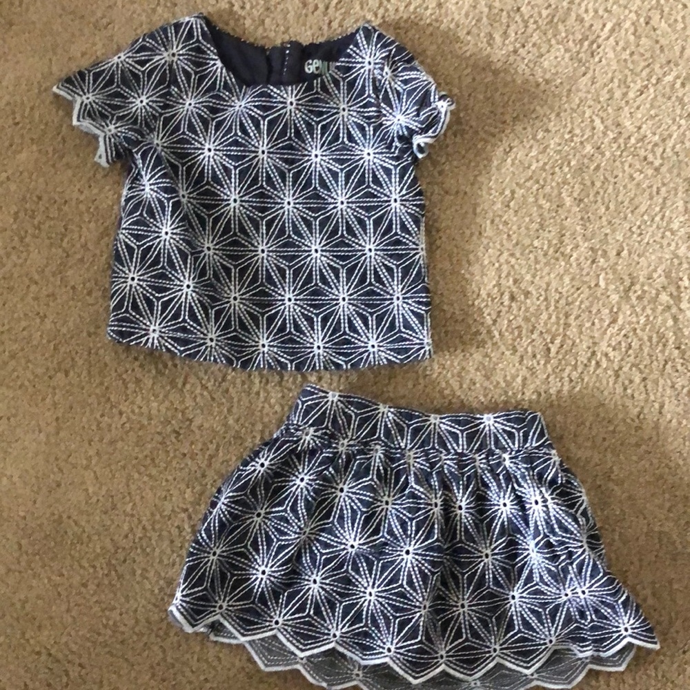 2 piece toddler girl set, top and skirt